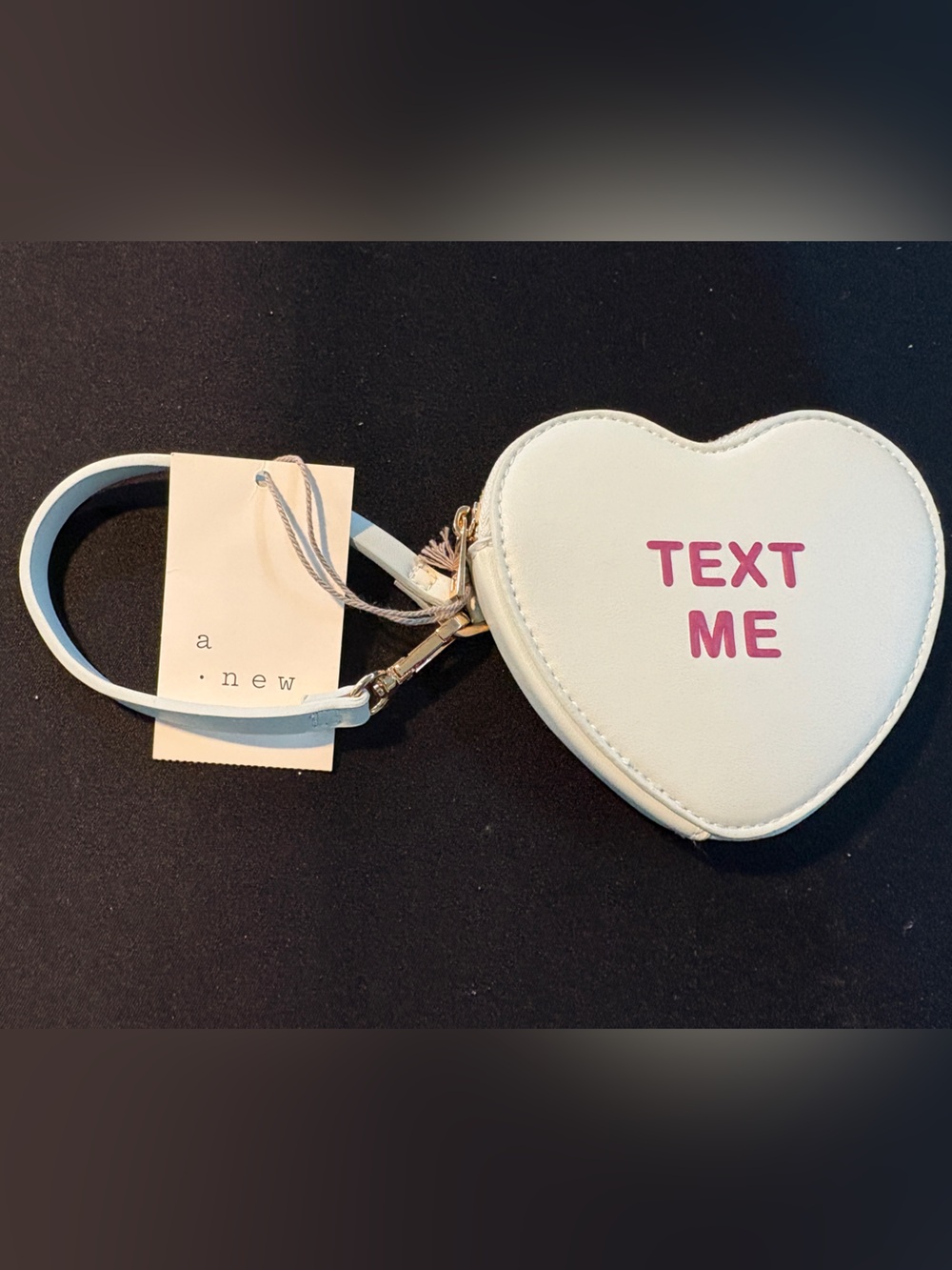 Light Blue Heart Coin Purse Wristlet - "TEXT ME"